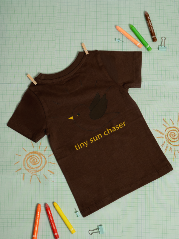 Tiny Sun Chaser-Bird Shirt UPF 50+ organic cotton kids clothing by HQ Saga, toddler sizes
