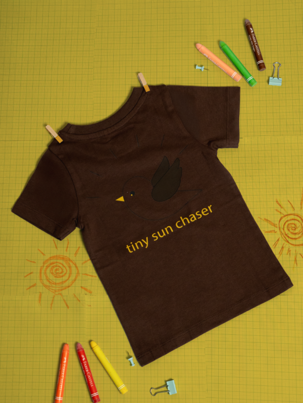 Tiny Sun Chaser-Bird Shirt UPF 50+ organic cotton kids clothing by HQ Saga, toddler sizes
